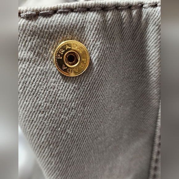 Prada Canapa denim hand tote medium size. Handles has slight discoloration. - Picture 6 of 16